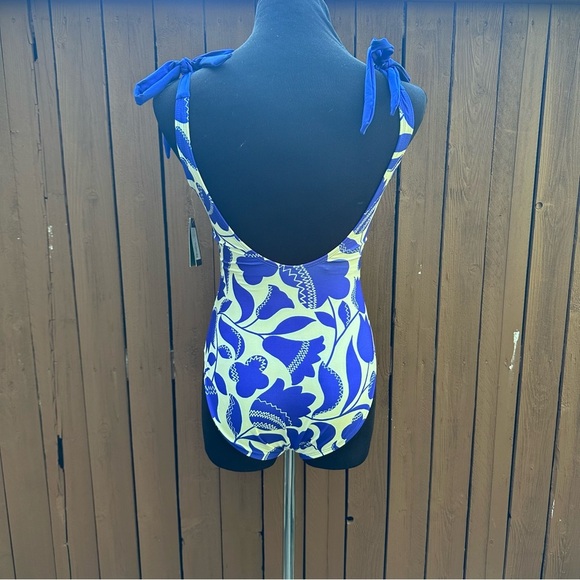Kate Spade | NWT Size Small Blueberry Floral Tie Shoulder V Neck Bathing Suit - Picture 8 of 16
